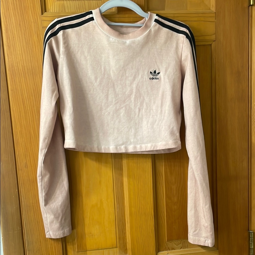 Adidas Light Pink Long Sleeve Crop Top